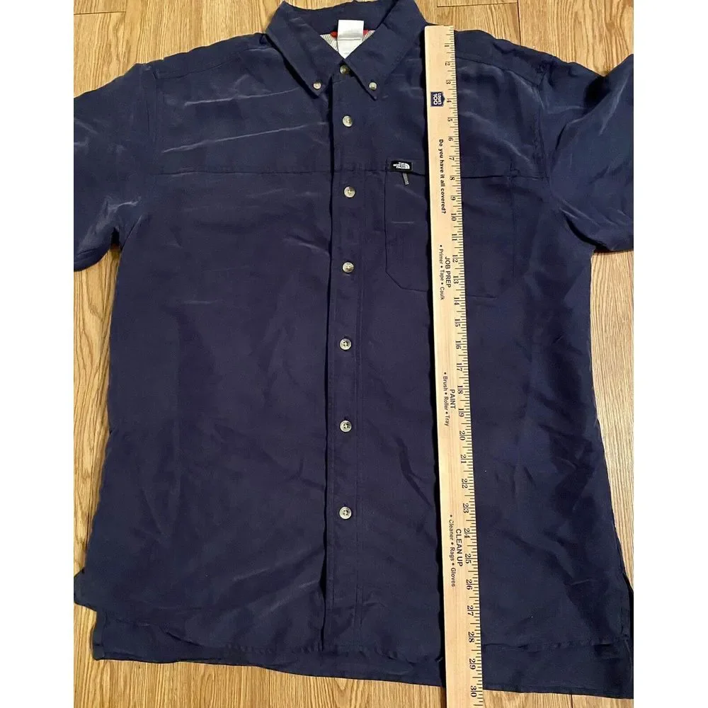 The North Face Men's Long Sleeve Dress Shirt Size M Button Down Navy‎ Blue F